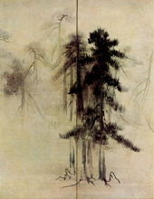 Bosque de pinos, Hasegawa Thohaku, 1539-1610, tinta sobr.