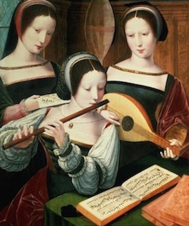 Maître des demi-figures, Las tres intérpretes, h. 1530-1560. Château de Rohrau, Austria. 