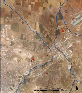 Localización del complejo megalítico de Antequera sobre ortofotos 1:2500.