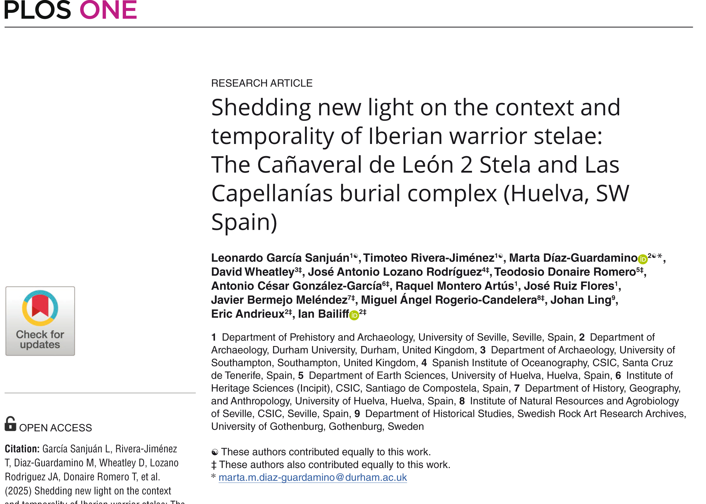 Shedding new light on the context and temporality of Iberian warrior stelae: The Cañaveral de León 2 Stela and Las Capellanías burial complex (Huelva, SW Spain)