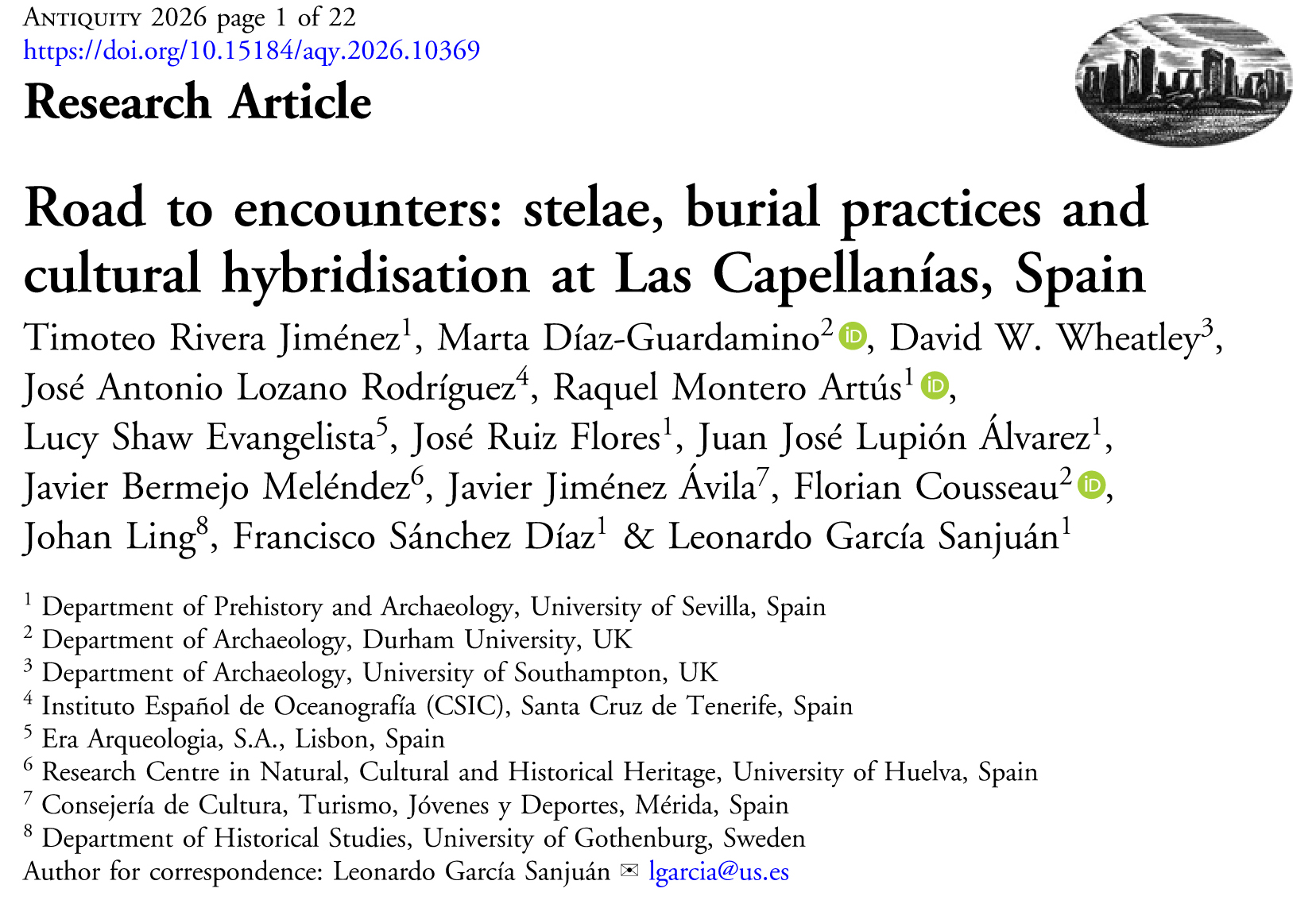 Road to encounters: stelae, burial practices and cultural hybridisation at Las Capellanías, Spain