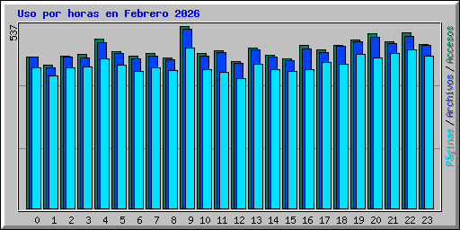 Uso por horas en Febrero 2026