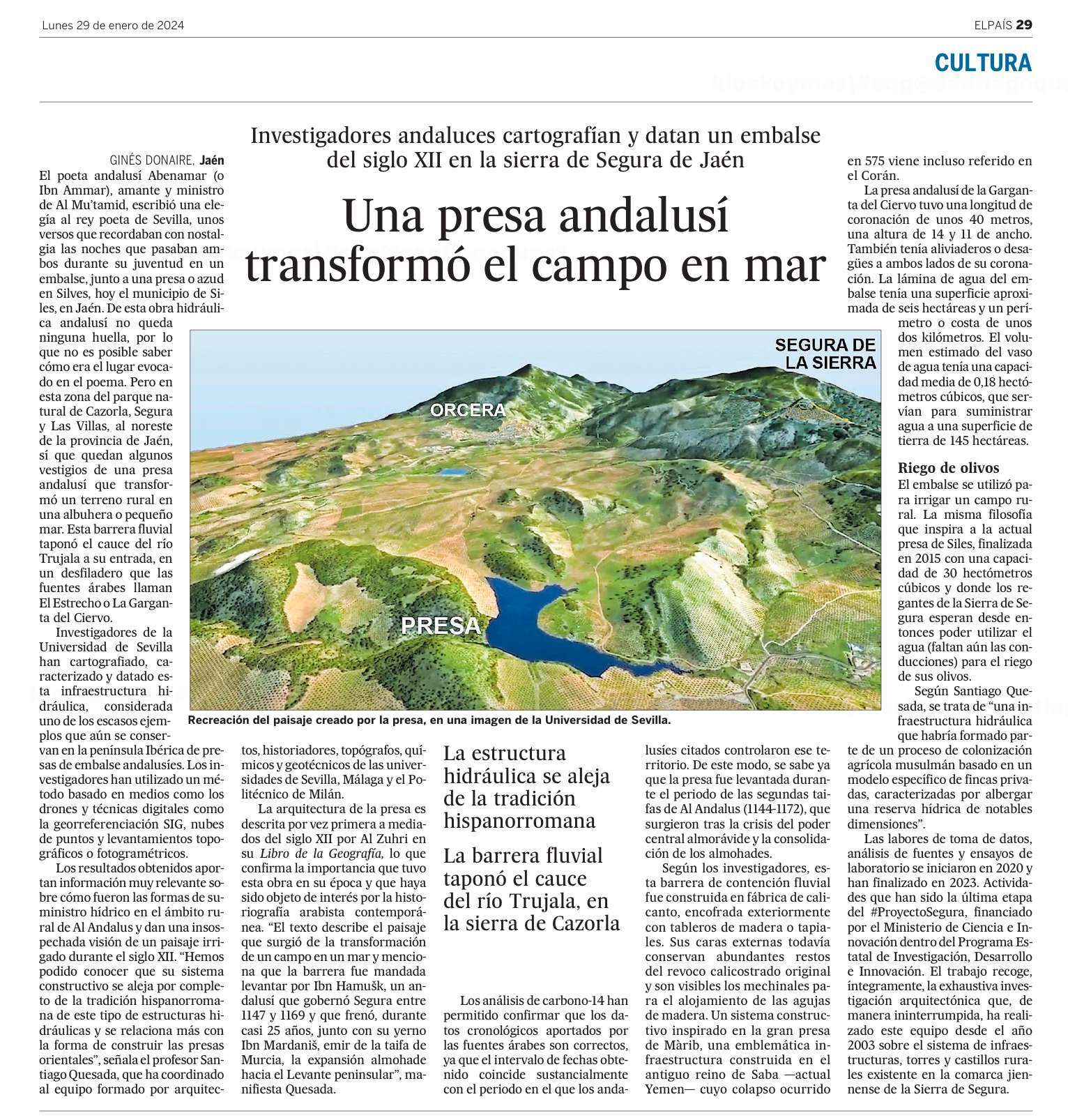 Diario El País_29 enero 2024_Embalse Albuhera y presa Garganta del Ciervo