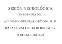 Imagen de la portada de los textos de la sesión necrológica en memoria de Rafael Valencia