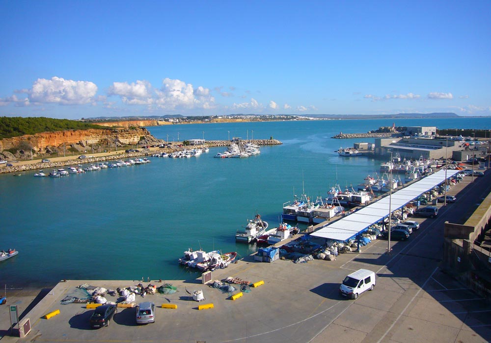 Vista del puerto de Conil desde el faro