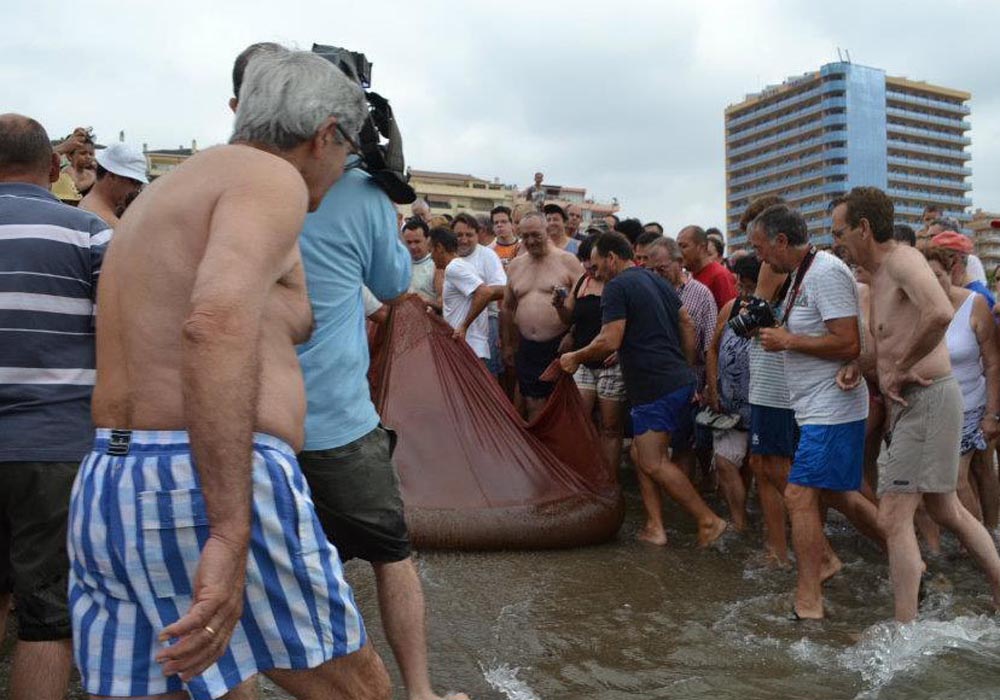 Tirada del copo celebrada en las fiestas de la Virgen del Carmen